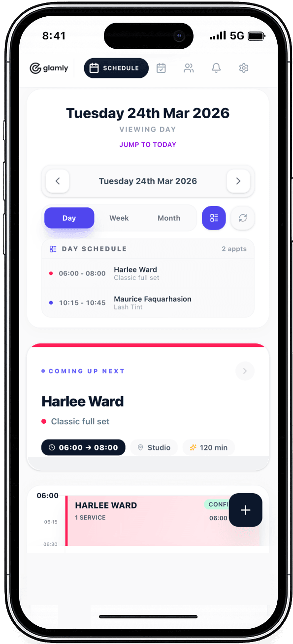 Glamly calendar overview