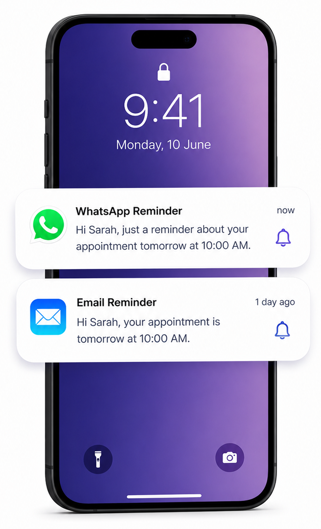 Glamly WhatsApp appointment reminders on mobile