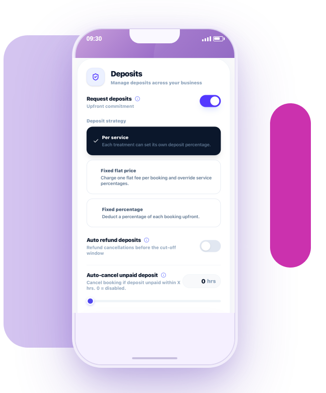 Glamly cancellation policy settings