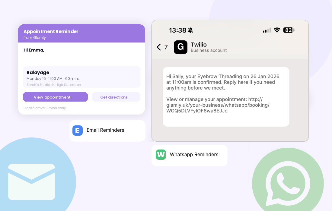 Glamly marketing automation messages and client engagement